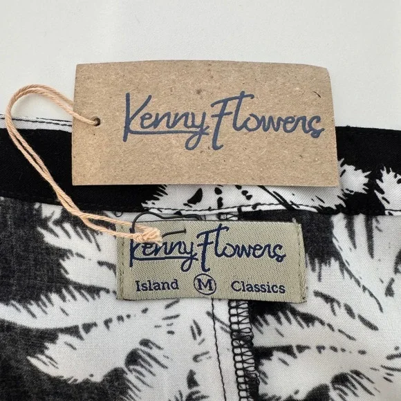 Kenny Flowers Moon Shine Maxi Dress Medium Black Palm Tree Tropical Resort NWT - Picture 9 of 11